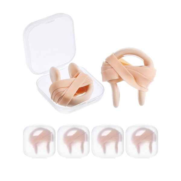 Nose Clip Silica Gel Swimming Nose Plug Swimming Accessories with Elastic String for Kids and Adults, Beige （6 Pieces）