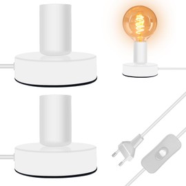 GBKDQQ Pack of 2 Table Lamp Lamp Holder E27 with Cable, Lamp Holder with Switch, Night Light Bedside Lamp E27 Socket for Bedroom, Living Room