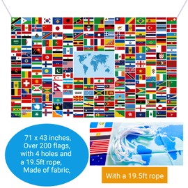 Over 200 World Flag Banners 71 Inch International Flags of the World Banner Welcome Country Flags Banner Backdrop Multicultural Around The World Classroom Decor Soccer Birthday Party (Flag Backdrop)