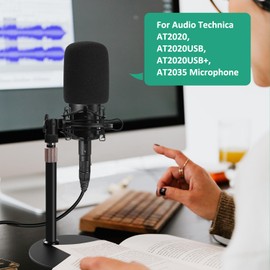 Rigych AT2020 Table Microphone Stand, Adjustable Microphone Holder with Microphone Spider, Pop Filter Wind Protection, Weighted Metal Base, for Audio Technica AT2020 AT2020USB AT2020USB+ AT2035
