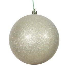 Vickerman 6" Champagne Glitter Ball Ornament - 4 Ornaments per Bag - Shatterproof Plastic - Reliable and Durable Hanging - Glitter Finish Ornaments - Unique Ornaments