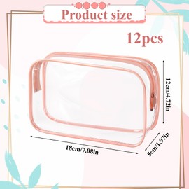 Bruislard 12 Pcs Clear Makeup Bag for Women with Zipper, Waterproof PVC Plastic Small Clear Cosmetic Bags, TSA Approved Toiletry Pouch for Women Men Organizing