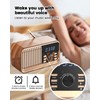 MONODEAL Retro Alarm Clock Radio with Fast Wireless Charging,Support Bluetooth