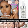 Colour Changing Foundation, Full Coverage Liquid Foundation, Long-Lasting Waterproof Makeup