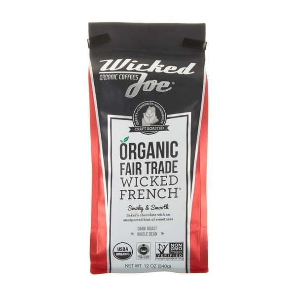 Wicked Joe Coffee French Whole Bean, 12 oz, red