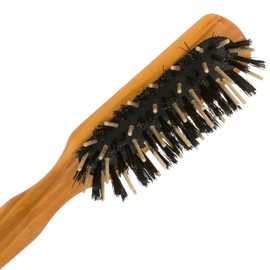 Redecker 721215 Olive Wood Oblong Hair Brush with Boar Bristles and Wooden Pins