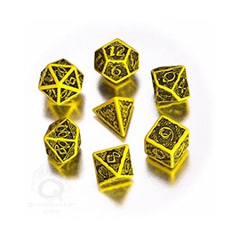 Celtic 3D Revised Yellow & Black Dice Set (7) [Refreshed Design]