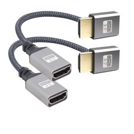 RIIEYOCA 90 Degree Down Angle UHD 4K HDMI to HDMI Braided Cable 0.56ft,18Gbps High Speed 2.0 Braided Cable, Supports 4K@60Hz,1080p,HDCP 2.2,ARC,3D (2pack)