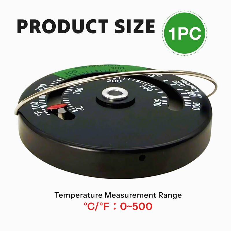 Magnetic Wood Stove Thermometer, 100-900°C Range, Real-Time Temperature Monitor with