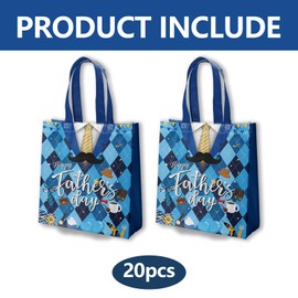 HABDJILTY 20Pcs Fathers Day Gift Bags Non-woven Gift Bags with Handle Happy Fathers Day Party Favor and Decorations