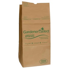 Gardener Select Heavy Duty 2-Ply Biodegradable Brown Paper Lawn and Leaf Refuse Bag, 30 Gallon Capacity for Home and Garden (5 Bags)