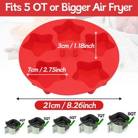 ZONBBEE Flower Molds Silicone Muffin Pan, Non Stick Silicone Cupcake Pan with Handles 5 Cup, Air Fryer Muffin Pan for Baking Egg Bite, Mini Muffins, egg bites, Cupcake Mold Grey (1Pcs Red)