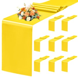 8 Pack Yellow Table Runner 12 x 72 Inch Satin Table Runner for Rectangle Round Tables,Yellow Table Runners for Wedding,Birthday Banquets Engagements Party Decoration