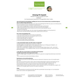 Sanct Bernhard Ginseng-Fit Capsules with Ginseng Root Powder, 600 Capsules