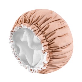 YIZIJIZI Shower Caps for Women, Terry Lined Shower Cap Reusable Waterproof, Bathing Shower Caps, Double Waterproof Large Shower Cap, Shower Caps for all Hair Types (khaki)