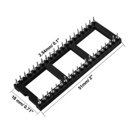 sourcing map 10pcs DIP IC Chip Socket Adaptor 2.54mm Pitch 15.2mm Row Pitch 2 Row 40 Round Pins Soldering