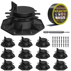 12 Pack Adjustable Deck Support Pedestal, High Load Pedestal Deck Foundation Base Support for Floating Deck Platform Deck Floor Height Adjustment Raising from 1-3/16" to 2-3/8"