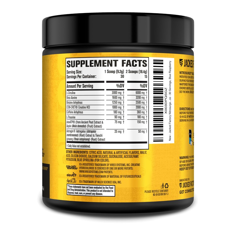Jacked Factory Nitrosurge Build Pre Workout with Creatine for Muscle