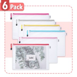 Mr. Pen- Mesh Zipper Pouch, A4, 6 Pack, Zipper Pouch with Label Pocket, Plastic Mesh Zipper Pouch, Large Mesh Zipper Pouch, Mesh Zipper Pouch Large, Zipper Pouch Bags, Board Game Storage