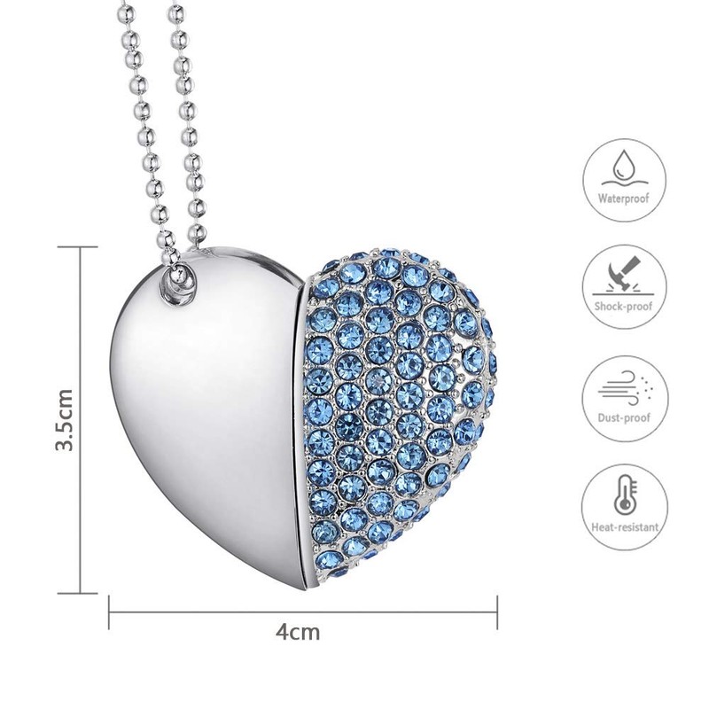 Garrulax USB Stick, Premium USB 2.0, Diamond Heart Shape 8GB