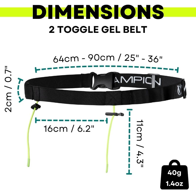 VeloChampion Triathlon Gel Holder Running Belt, Black, S/M