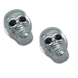 Set of 2 Screw Skull with Black Eyes Number Plate for Motorcycle Car and Custom
