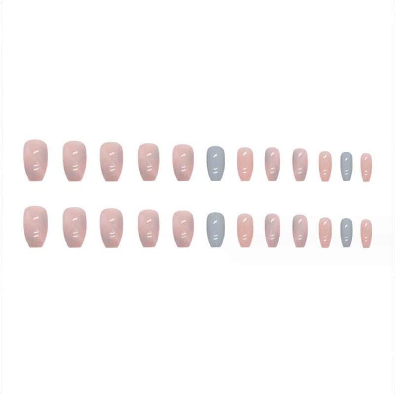 Enppode Medium Press on Nails Coffin Fake Nails Blue Nails