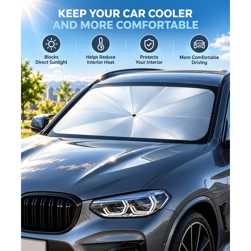 Premium Car Windshield Sun Shade Umbrella for Parked Cars –