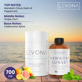 Levona Scent Essential Oils For Diffusers For Home Luxury Scents - Hawaiian Sunset Aroma Oil - Fragrance Oil With Mandarin Citrus + Dash Of Peppermint Essential Oil - 700Ml Oil Diffuser Essential Oils
