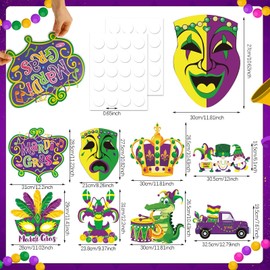 UPINS 9 Pcs Large Mardi Gras Decorations Comedy Tragedy Face Cutouts, Trailer Wagon Costume Cover Float Decor Mardi Gras Cutouts for Home Wall Door Outdoor Decorations Mardi Gras Party Supplies