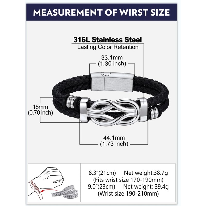 Bandmax Inspirational Gifts Bracelets for Men with Encourage Message Black