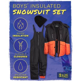 iXtreme Boys' Snowsuit - 2 Piece Heavyweight Insulated Ski Jacket and Snow Bib (4-18), Size 5, Orange