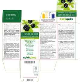 Taiga Root or Siberian Ginseng (Eleutherococcus senticosus) Roots Naturalma | 150 g | 300 Tablets of 500 mg | Dietary Supplement | Natural and Vegan