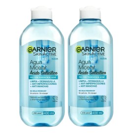 2 Agua Micelar Garnier Skin Active Ácido Salicílico 400ml