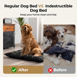 WooPetty Chew Proof Indestructible Dog Bed for Medium Dogs, Durable Dog Bed for Aggressive Chewers, Undestroyable Crate Pad for Kennel, Machine Washable and Waterproof Black 22"x35"