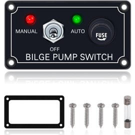 Greluma 1 Piece 3 Way Bilge Pump Switch Panel (Manual Off Automatic) with LED Indicator, Rocker Switch Panel to Control DC 12V Bilge Pump, Built-in 5A Circuit Breaker