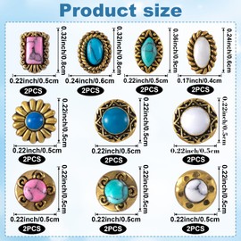 YALOJE 20Pcs 3D Vintage Western Nail Charm, Turquoise Nail Rhinestones for Jewelry Making, Marble Nail Art Jewels Accessories for Acrylic Nails, DIY Crafts, Necklace, Earrings