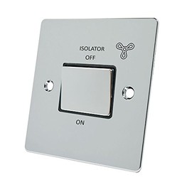 Alliance Electrical FPC3PFANBC Polished Chrome Flat Black Insert Metal Rocker Switch-10 Amp 3-Pole Fan Isolator Switch, 240 V