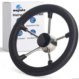 Mojiate 13.5" Boat Steering Wheel with PU Foam,Made of Stainless Steel