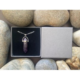 Amethyst Hexagon Crystal Pendant Necklace, Crystal Necklace, Amethysts, Natural Crystal Necklace, Gift Boxed Necklace, Bullet Crystal, Amethyst Natural Crystals