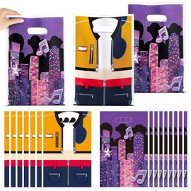 Feiud Gniea Singer Party Favor Bags - 50Pcs Korean Pop Singer Cartoon Gift Bags Die Cut Plastic Treat Goodie Merchandise with Handle for Boys Girls Birthday Music Theme Party Spring Decor Supplies