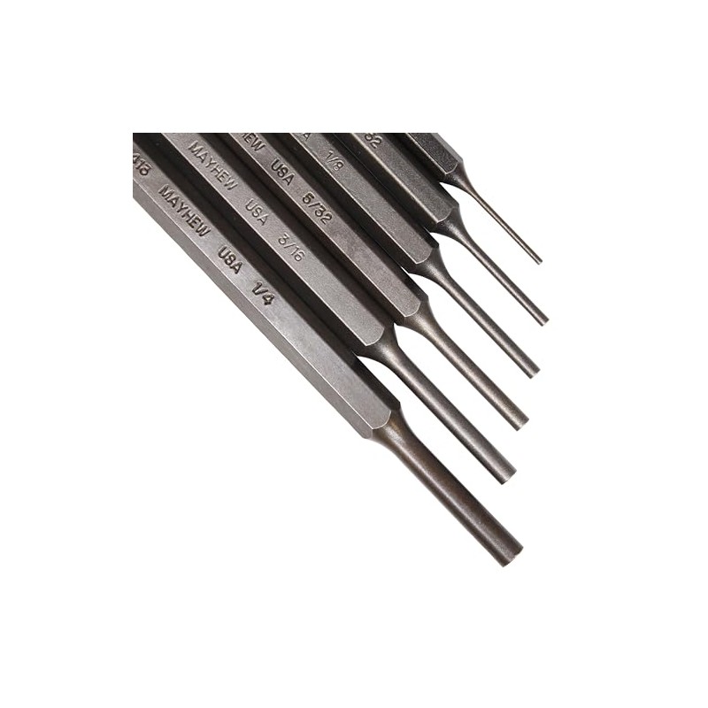 Mayhew Tools 89035 SAE Pin Punch Set Carded, 6-Piece, Shot-Blast