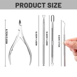 Edelstahl Nagelzangen Hautzange mit Nagelhautschieber Edelstahl Nagelhautentferner und Cutter Schönheit Werkzeug für Fingernägel und Zehennägel (4 Stück (1er Pack))
