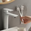 Wall Mounted Toothbrush Holder, Self-Adhesive Bathroom Storage Rack, Clear Plastic