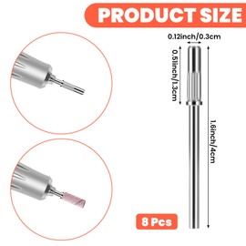 Heclia Mandrel Nail Drill Bit 8 PCS Small Sanding Bands Nail Drill Bits for Electric Drills File Machine 3.1mm Mini 3/32 Shank Acrylic Nails Manicure Pedicure Tool Nails Art DIY Used Accessory