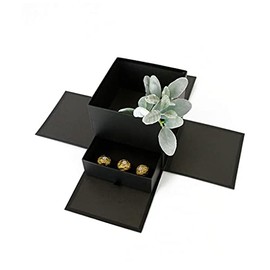 UNIKPACKAGING Premium Quality European Style Square Shape Surprise Flower Box, Floral Gift Box, for Luxury Style Flower Arrangements (Square Black)