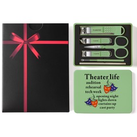 Nail Clipper Set, Nail Clipper 6 Pcs Toenail Clippers, Stainless Steel Fingernail Clipper Sharpest Thick Toenail & Ingrown Nail Clipper Set, Theater Gifts (Theatre Life Green)