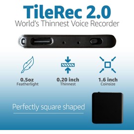 Voice Activated Recorder with Playback – 64GB Storage, 1100 Hours of Audio Recording, Slim & Portable for Meetings, Interviews & Classes, Easy Notetaker - TileREC by Atto Digital