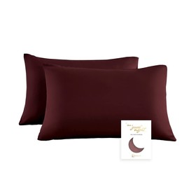 Townssilk Double-Sided 100% Pure Tencel Cushion Cover, High-End Cushion Cover, Suitable for Hair and Skin Health, 2-Piece, with Hidden Zip, 50 x 75 cm, Claret