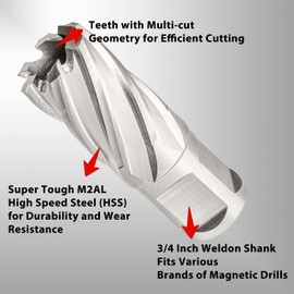 S&F STEAD & FAST Annular Cutter, 13/16" Cutting Diameter x 1" Depth of Cut for Magnetic Drill Press, Mag Drill Bits with Pilot Pin